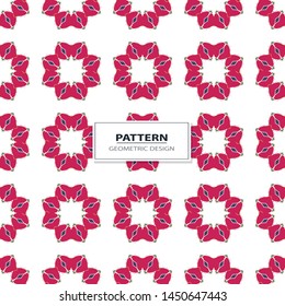 Vector seamless pattern background with different geometrical shapes of multiple colors. Illustration with symmetrical design. Kaleidoscope backdrop. Modern banner design template.