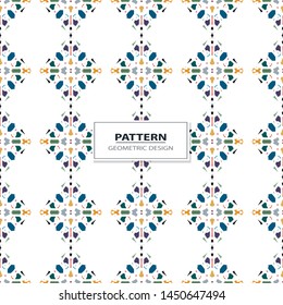 Vector seamless pattern background with different geometrical shapes of multiple colors. Illustration with symmetrical design. Kaleidoscope backdrop. Modern banner design template.