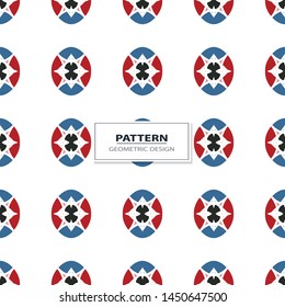 Vector seamless pattern background with different geometrical shapes of multiple colors. Illustration with symmetrical design. Kaleidoscope backdrop. Modern banner design template.