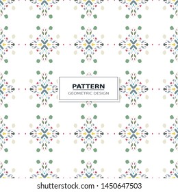 Vector seamless pattern background with different geometrical shapes of multiple colors. Illustration with symmetrical design. Kaleidoscope backdrop. Modern banner design template.