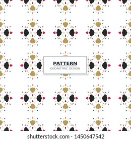 Vector seamless pattern background with different geometrical shapes of multiple colors. Illustration with symmetrical design. Kaleidoscope backdrop. Modern banner design template.