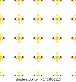 Vector seamless pattern background with different geometrical shapes of multiple colors. Illustration with symmetrical design. Textile cloth color