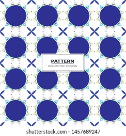 Vector seamless pattern background with different geometrical shapes of multiple colors. Illustration with symmetrical design.
