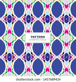 Vector seamless pattern background with different geometrical shapes of multiple colors. Illustration with symmetrical design.