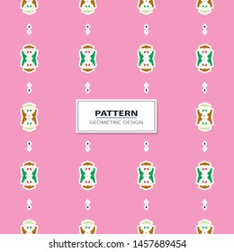 Vector seamless pattern background with different geometrical shapes of multiple colors. Illustration with symmetrical design.