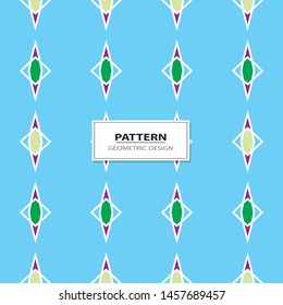 Vector seamless pattern background with different geometrical shapes of multiple colors. Illustration with symmetrical design.