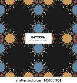 Vector seamless pattern background with different geometrical shapes of multiple colors.
