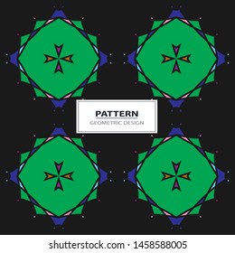 Vector seamless pattern background with different geometrical shapes of multiple colors.