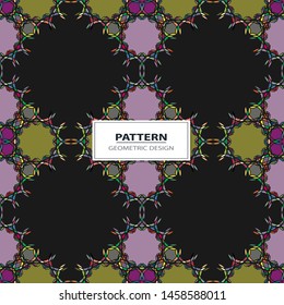 Vector seamless pattern background with different geometrical shapes of multiple colors.