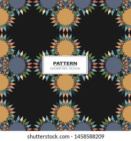 Vector seamless pattern background with different geometrical shapes of multiple colors.