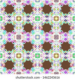 Vector seamless pattern background with different geometrical shapes of multiple colors. Illustration with symmetrical design.