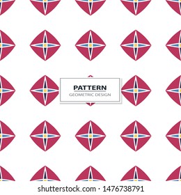 Vector seamless pattern background with different geometrical shapes of multiple colors. Illustration with symmetrical design.