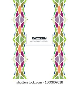 Vector seamless pattern background with different geometrical shapes of multiple colors. Illustration with symmetrical design.