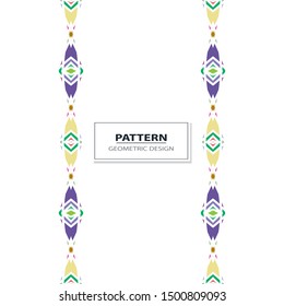 Vector seamless pattern background with different geometrical shapes of multiple colors. Illustration with symmetrical design.