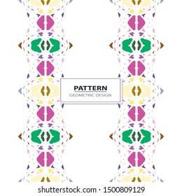 Vector seamless pattern background with different geometrical shapes of multiple colors. Illustration with symmetrical design.