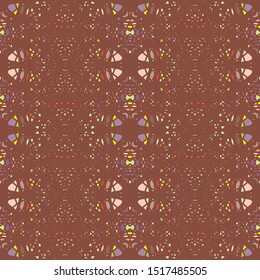 Vector seamless pattern background with different geometrical shapes of multiple colors. Illustration with symmetrical design.