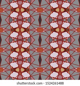 Vector seamless pattern background with different geometrical shapes of multiple colors. Illustration with symmetrical design.