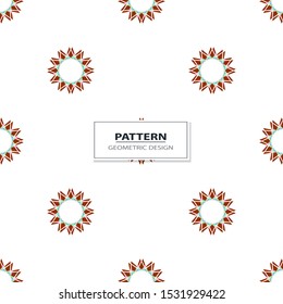 Vector seamless pattern background with different geometrical shapes of multiple colors. Illustration with symmetrical design.