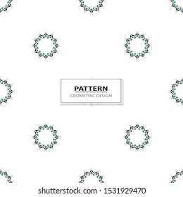 Vector seamless pattern background with different geometrical shapes of multiple colors. Illustration with symmetrical design.