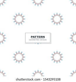 Vector seamless pattern background with different geometrical shapes of multiple colors. Illustration with symmetrical design.