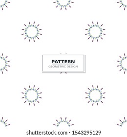 Vector seamless pattern background with different geometrical shapes of multiple colors. Illustration with symmetrical design.