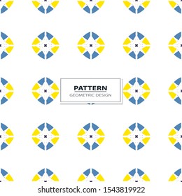 Vector seamless pattern background with different geometrical shapes of multiple colors. Illustration with symmetrical design.