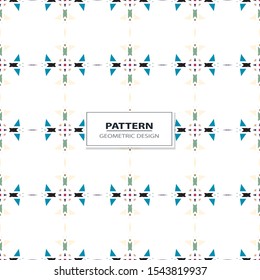 Vector seamless pattern background with different geometrical shapes of multiple colors. Illustration with symmetrical design.