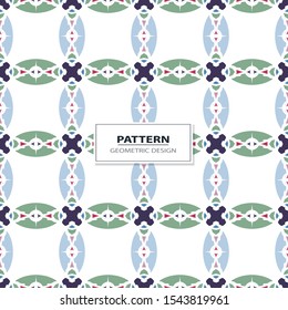 Vector seamless pattern background with different geometrical shapes of multiple colors. Illustration with symmetrical design.