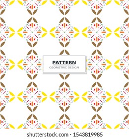 Vector seamless pattern background with different geometrical shapes of multiple colors. Illustration with symmetrical design.