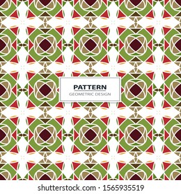 Vector seamless pattern background with different geometrical shapes of multiple colors. Illustration with symmetrical design.