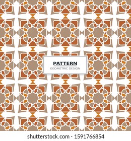 Vector seamless pattern background with different geometrical shapes of multiple colors. Illustration with symmetrical design.