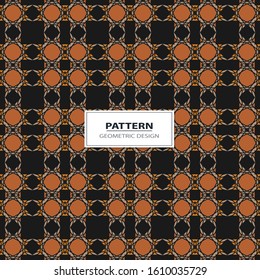 Vector seamless pattern background with different geometrical shapes of multiple colors. Illustration with symmetrical design.