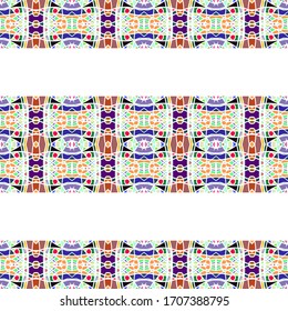 Image vectorielle arrière-plan motif harmonieux avec différentes formes géométriques de plusieurs couleurs. Illustration au design symétrique.