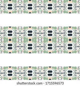 Vector seamless pattern background with different geometrical shapes of multiple colors. Illustration with symmetrical design.
