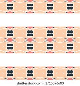 Vector seamless pattern background with different geometrical shapes of multiple colors. Illustration with symmetrical design.