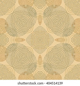 Vector seamless pattern background with different geometrical shapes of multiple colors. Illustration with symmetrical design. Kaleidoscope backdrop. Modern banner design template.