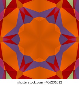 Vector seamless pattern background with different geometrical shapes of multiple colors. Illustration with symmetrical design. Kaleidoscope backdrop. Modern banner design template.