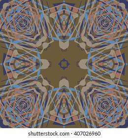 Vector seamless pattern background with different geometrical shapes of multiple colors. Illustration with symmetrical design. Kaleidoscope backdrop. Modern banner design template.