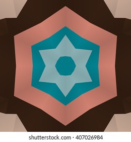 Vector seamless pattern background with different geometrical shapes of multiple colors. Illustration with symmetrical design. Kaleidoscope backdrop. Modern banner design template.
