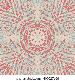 Vector seamless pattern background with different geometrical shapes of multiple colors. Illustration with symmetrical design. Kaleidoscope backdrop. Modern banner design template.