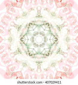 Vector seamless pattern background with different geometrical shapes of multiple colors. Illustration with symmetrical design. Kaleidoscope backdrop. Modern banner design template.