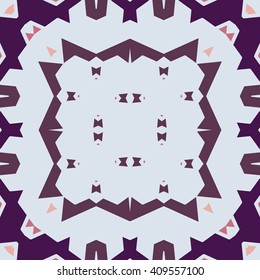 Vector seamless pattern background with different geometrical shapes of multiple colors. Illustration with symmetrical design. Kaleidoscope backdrop. Modern banner design template.