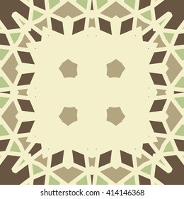 Vector seamless pattern background with different geometrical shapes of multiple colors. Illustration with symmetrical design. Kaleidoscope backdrop. Modern banner design template.