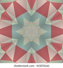 Vector seamless pattern background with different geometrical shapes of multiple colors. Illustration with symmetrical design. Kaleidoscope backdrop. Modern banner design template.