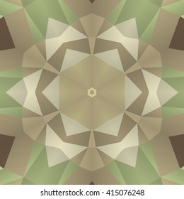 Vector seamless pattern background with different geometrical shapes of multiple colors. Illustration with symmetrical design. Kaleidoscope backdrop. Modern banner design template.