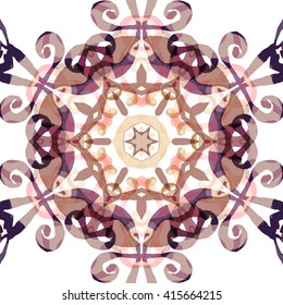 Vector seamless pattern background with different geometrical shapes of multiple colors. Illustration with symmetrical design. Kaleidoscope backdrop. Modern banner design template.