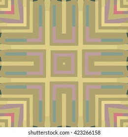 Vector seamless pattern background with different geometrical shapes of multiple colors. Illustration with symmetrical design. Kaleidoscope backdrop. Modern banner design template.