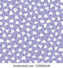 Vector seamless pattern background with ditsy hand drawn flowers.