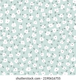Vector seamless pattern background with ditsy hand drawn flowers.