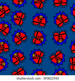 Vector seamless pattern background. Elegant texture for backgrounds. With ladybugs 